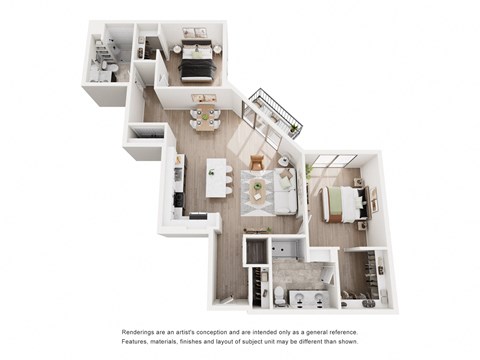 A 3D floor plan of B8 plan
